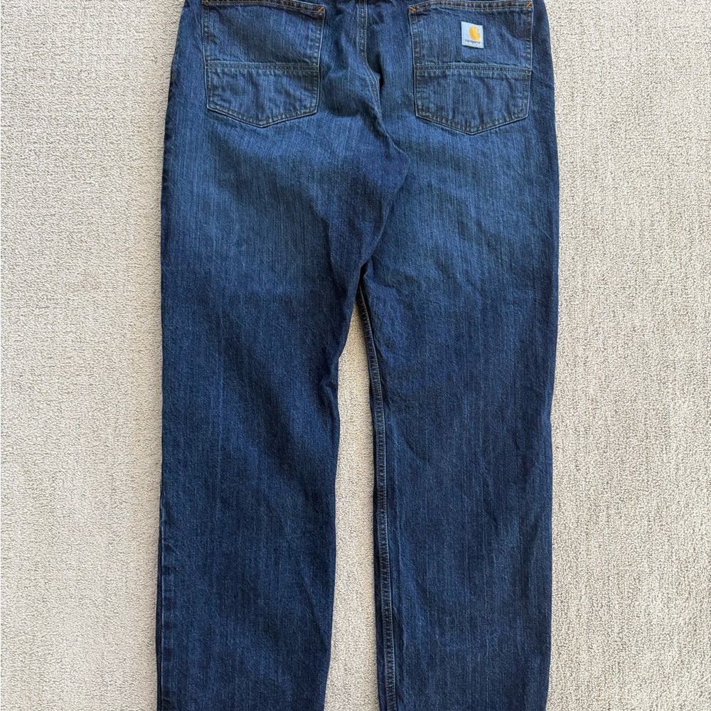Carhartt Relaxed Fit Jeans Mens 36x32 Dark Wash Blue Denim Workwear Straight Leg